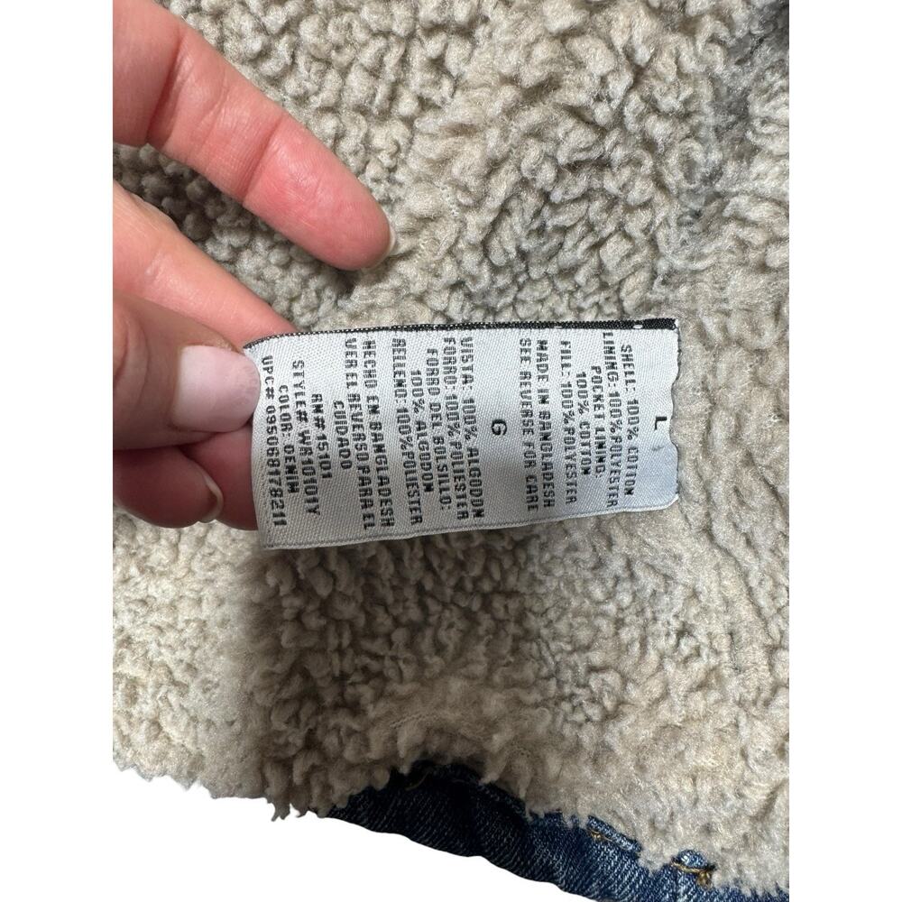 Wrangler Barn Jean Jacket Mens Large Sherpa Lined Corduroy Vintage 90s Chores - Picture 7 of 13